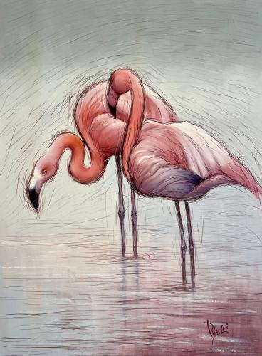 Flamingo Friends by Pisaski