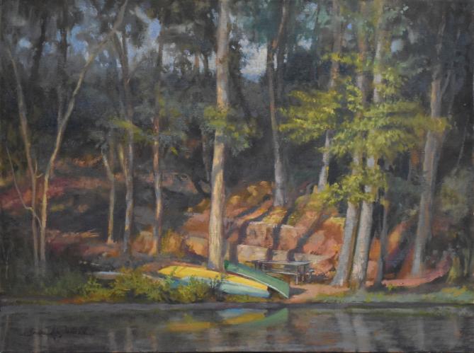 "Canoes Ashore Barnsley Gardens Pond" w/ Custom Frame by Shane McDonald