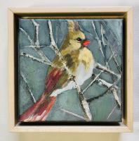 "Female Cardinal/Bright Spot" by Dawn Calhoun