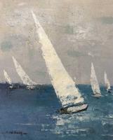 5 White Sailing Boats by Jane Yang
