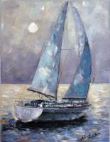 Blue Sailboat by Ron Chung