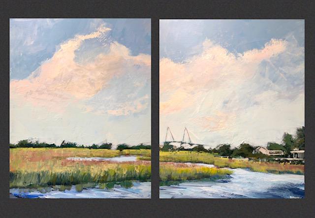 'Summer on Shem Creek I & II' (Diptych) w/Frame (C) 11289 by Dawn Calhoun