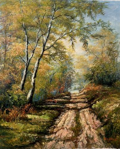 "Sunlit Forest Trail I" by Other Artist